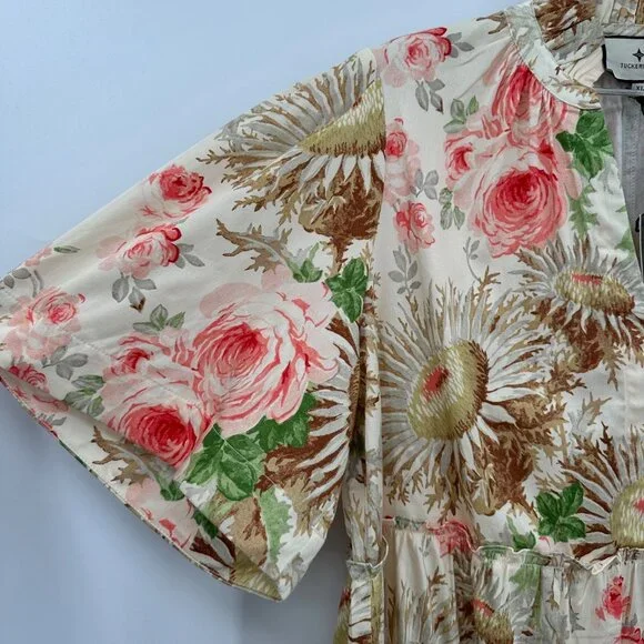 Tuckernuck Sun Faded Floral Crawford Dress sz XL Cotton A-Line Tiered Mini